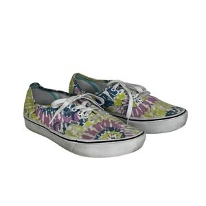 Vans Yellow Pink Lace Up Comfy Cush Shoes Womens Size 9.5 Mens Size 8 Sneakers